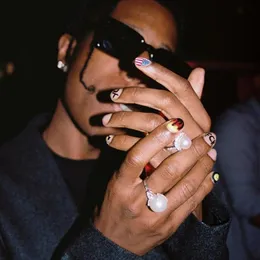 ASAP Rocky Natural Pearl Ring for Men and Women Hip Hop Ring End Ring Fashion Accessories Pearl Rings1864