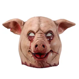 1x cochon d'Halloween pour tête masque effrayant horreur Latex mascarade Costume Animal Cosp