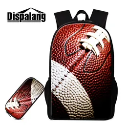 American Football Plecak dla dzieci 2 -częściowy zestaw dużych ołówek Soprts Rugby School Torby Element Bookbag Prockus dla nastolatków Kid291p