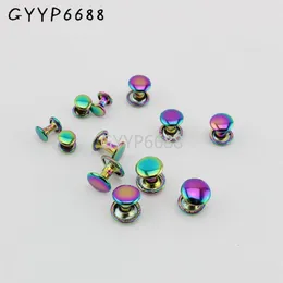 Bag Parts Accessories 10-30-100pcs 6*6mm 8*8mm 10*8mm Iridescent rainbow fastened double rivet stud for shoes DIY metal rivets tone on tone 230721