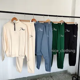 مصمم رجالي Rhude Hoodies فاخرة مقنعين من النوع الثقيل للنساء التطريز ملابس High Street Print Hoodies Autumn Pullover Sweatshirt Cotton Pure