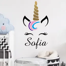 Cuscino Nuovo arrivo Unicorno colorato nome personalizzato Nome parete Monogramma tema per bambini Babay Nursery Room Cartoon Wallpaper B276