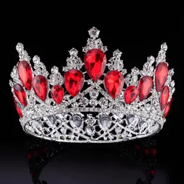 Corona nuziale di lusso Surper Grandi cristalli di strass Corone nuziali Corone reali di cristallo Accessori per capelli Diademi per feste Barocco chic 2559