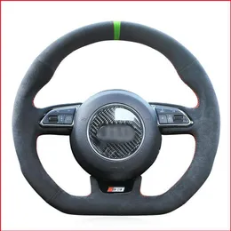 Custom Made Anti Slip Black Suede DIY Car Steering Wheel Cover for Audi S1 8X S3 8V Sportback S4 B8240U