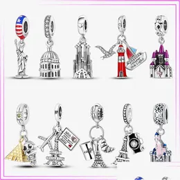 Charms 925 Sterling Sier Castle Tower Sea Bead Building Charm Plata De Ley per bracciale ciondolo originale gioielli regalo donna Drop Del Dhhii