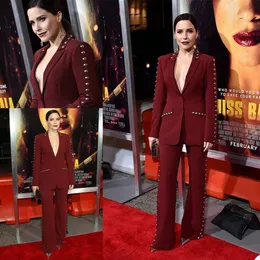 Kvinnor Tuxedos Spring Red Carpet Bourgogne Leisure Mother of the Bride Pants Suit Slim Form Formal Evening Party Prom Wear 2 Pieces279h