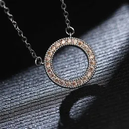 Iced Out Cubic Zirconia Fashion Circle Necklace Simple Ring Crystal Zircon Choker Chain Silver Color Hoop Pendant Jewelry Collars Accessories For Women Wholesale