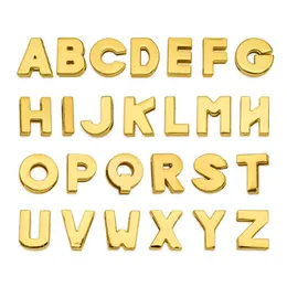 130 Uds 8mm letras del alfabeto inglés A-Z letras doradas lisas deslizantes DIY accesorio apto para collar de mascota llavero 2043