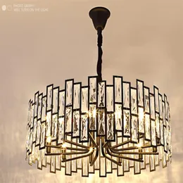 Nowoczesne czarne oświetlenie żyrandola kryształy światła połyskujące rustyczne rustykalne okrągłe żyrandole LED w salonie sypialnia LLF283W