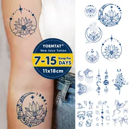 Adesivos temporários semipermanentes à prova d'água à prova d'água Lótus Henna Totem Suco de tinta duradoura Tatto Arte corporal feminina Tatuagens falsas de ervas