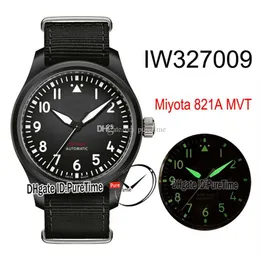 NY Mark xviii petit Prince Miyota 821a Automatisk herrklocka IW326901 PVD -stål Black Dial Vit nummer Markers Black Nylon Pureti241d