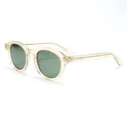 Whole Johnny Depp Transparent-Yellow Rim Солнцезащитные очки HD UV400 Tented Lins Unisex L M S размеры 7teeth Temple Fullsed Pack 237W
