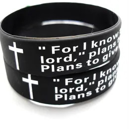 Bulk Lots 100pcs English jeremiah 2911 lords prayer Men Fashion Cross Silicone bracelets Wristbands whole Religious Jesus Jewe308e