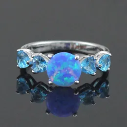 Cluster Rings Fashion Jewelry Blue Fire Opal Stone For Women Size 5 5 6 5 7 5 8 5 OR847254c