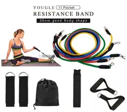 i lager 11 st/set pull rep fitness övningar motståndsband latexrör pedal utdragare kroppsträning träning elastisk yogaband