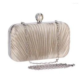 Evening Bags 2023 Apricot Women's Bag Satin Shoulder Bridal Wedding Clutch Handbag Party Purse Makeup XST213