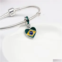 Charms 925 Sterling Sier Pandora Charming National Flag Pendant DIY Bracelet Acessório Acessórios Atacado Drop Delivery Jóias F Dhsop