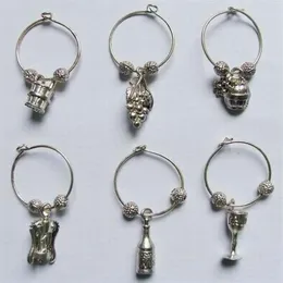 Factory Antique Silver Zink Eloy vinglasögon Charms Vineyard Style Party Decoration Prom Gift2807