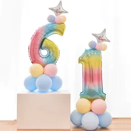 Nowy 30-calowy cyfrowy aluminiowy balon kreatywny styl Gradient Digital Column Balloon Set