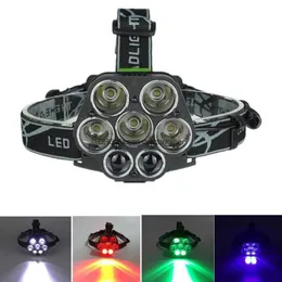 Wodoodporny 5* T6 +2* Cob LED Reflektor USB ładowna kolbę niebieskie żółte oświetlenie Nocne wędkarstwo latarka Lampa głowa Lampa Lampa Lampa Lampa Lampa na głowicy 18650