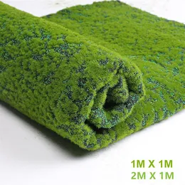 1MX1M 2MX1Mグラスマット緑の人工芝生芝絨毯偽造芝庭の庭のモスforホームフロアウェディングデコレーション1029244r