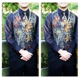 New Fashion Camouflage Satin Mossy Oak Groom Vest Camo Vests Customized Camo Wedding Evening Prom Vest For Man Cheap207a