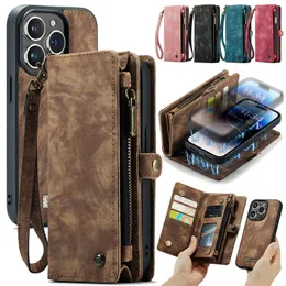 Plånböcker caseme läderväska fodral för iPhone 14 plus 12 13 mini 11 pro max x xs xr plånbokskortskydd för iPhone SE 2022 8 7 Coque Etui