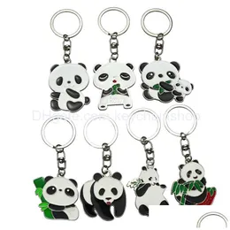 Anahtarlıklar Kişiselleştirilmiş Panda Karikatür Anahtar Key Zincir Hadi Hediyesi Anahtar Zincir Anahtarlama Damla Teslimat Moda Aksesuarları Dhou9