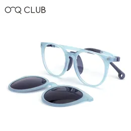 Sunglasses O Q CLUB Fashion Children Glasses 2 In 1 Magnetic Clip On Polarized Myopia Prescription Kids Eyeglasses 19976 230721