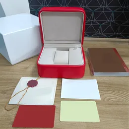Caja de relojes de hombre roja Estuches de cuero cuadrado material manual certificado tarjeta reloj de mujer caja de regalo Reloj de pulsera original A192m