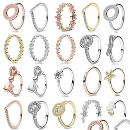 Anéis de banda de alta qualidade 925 prata esterlina rosa ouro ajuste dedo fino empilhável festa redondo feminino original pandora joias drop delivery dhcnm
