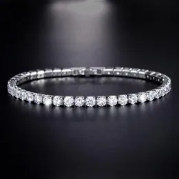 Cristais da moda pulseiras femininas joias prata esterlina 925 CZ tênis pulseira correntes casamento moda strass joias femininas P233W