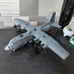 Action Toy Figures High Tech MOC Brick 06023 AC130 Air Gunship Fighter Military Battlefield Series Tightly Assembled Toys Blocks Boy Christmas Gift 230721