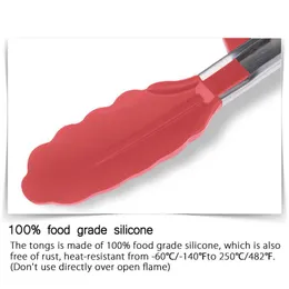 Spazzole Lmetjma Pinze da cucina Pinze per barbecue in acciaio inossidabile resistenti al calore con punte in silicone e design del supporto per griglia per insalata Kc0254