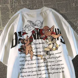 Designer modekläder hiphop tees rock tshirts 200g ren bomull 100 amerikansk ros kortärmad tshirt herrar löst passande studentpar bantning kortärmad
