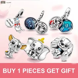 925 Silver Fit Pandora Charm 925 Armband Stitch Jewelry Lion Little Bear Baby Elephant for Women Charms Set för Pandora Charms smycken 925 Charm Beads Accessories