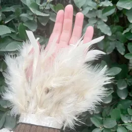 Bangle 2023 Ostrich Feather Cuff Wruple Sleeve Cuffs Snap Armband Clap On Satin Shirts Elegant