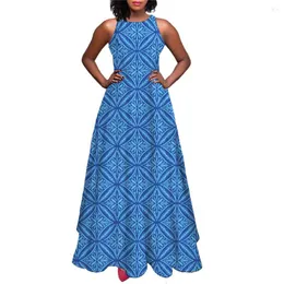 Sukienki zwyczajne panie 2023 Wysokiej jakości elegancka maxi długa sukienka kobiety odzież polinezyjska plemienna tonan niestandardowa drukowana plaża bez rękawów