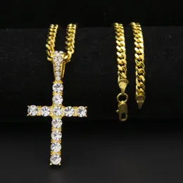 男性Hiphop Jewelry New Style Charm Classic Cross Cross Necklace Pendant Full Iced Out Crystal Rhinestones Crux Drop177i