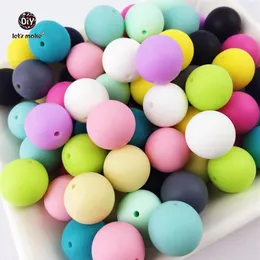 Let's Make 100pc Silicone Baby Teething Teether Beads 12- 20mm Safe Grade Nursing Chewing Round Silicone Beads Necklace229h