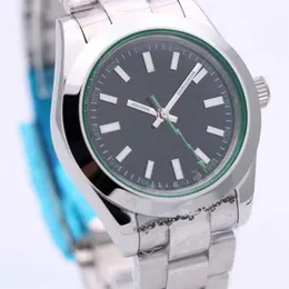 New Automatic GD2813 Movement 39MM Mens Watch Watches 316L Stainless Steel Bracelet Black Dial Green Hand Inner Mens Wristwatches285D