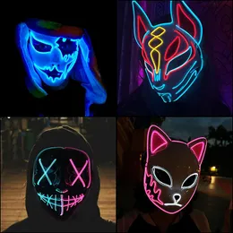 묘비 할로윈 카니발 파티 의상 의상 장식 빛 LED 마스크 할로윈 마스크 Led Maske Light Up Party 마스크 글로우 파티