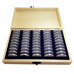 Kissen Holzmünzen Aufbewahrungsbox Verstellbarer antioxidativer Sammlung Fall Home einfache Gedenkfassungs -Container -Displaykapseln Universal