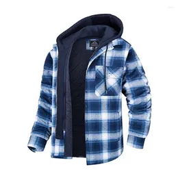 Men's Jackets Long Sleeve Plaid Hooded Detachable Oversized Jacket