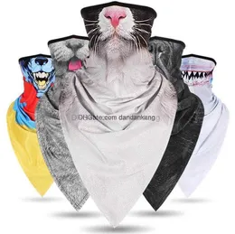 Riding Cycling Magic Scarves Face Masks Headband Halloween Mask 3D Animals Printing Hood Winter Outdoor Sunscreen Cover Quick Dry triangular hoods