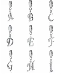 Amuletos de letras para colar de pulseiras autênticos 925 prata esterlina A-Z pingente de miçangas faça você mesmo amuletos de alfabeto para fazer joias4138611