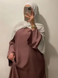 エスニック服サテンアバヤ七面鳥イスラム教徒ファッションヒジャーブドレス8色女性用アバヤドバイアフリカのドレスイスラム服衣類カフタンローブ230721