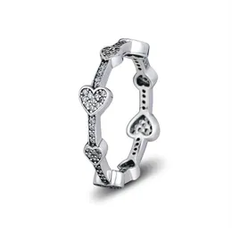 متوافق مع خاتم المجوهرات Pandora Silver Rings Grings مع CZ 100 ٪ 925 Sterling Silver Jewelry DIY كاملة للنساء 261T