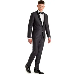 Vendita Groomsmen Scialle Risvolto Smoking dello sposo One Button Abiti da uomo Matrimonio Prom Uomo Giacca Sposo Giacca Pantaloni Fiocco Ti193n