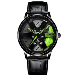 Green Hands Unique Design Quartz Watch 40MM Diameter Wheel Style Mens Watches Boys Student Locomotive Creative Wristwatches213k